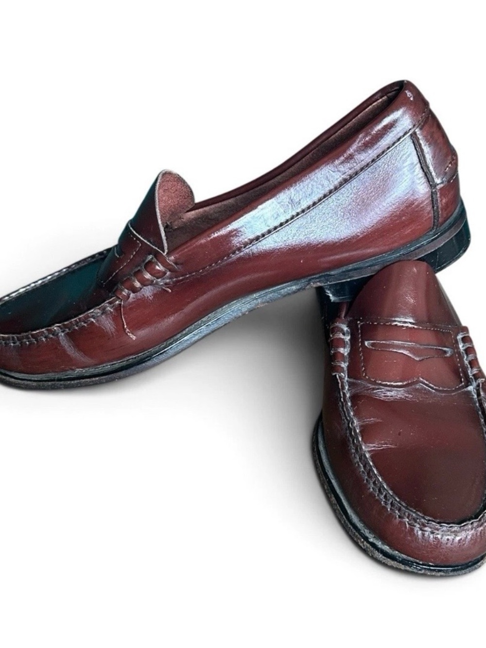 VTG Men’s Penny Loafers 1980’s Mens Size 9 D USA Cordovan oxblood leather Soles
